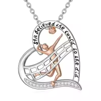 TOUPOP Sterling Silver Stone Sport Necklace for Women Men-style_name:Volleyball Hearth