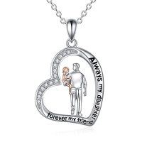 wholesale TOUPOP 925 Sterling Silver Daughter Heart Pendant Necklace From Dad I Love You Forever Jewelry Gifts For Daughter Dad Christmas Birthday Present Ideas -style_name:Heart Father Daughter Necklace-1