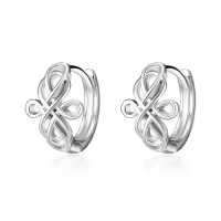 TOUPOP 925 Sterling Silver Celtic Knot Triangle Huggie Hoop Earrings Irish Gifts-style_name:Irish Celtic Earring