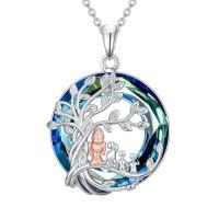 wholesale TOUPOP Gifts For Mom Mother And Daughter Son Necklace Sterling Silver Family Tree Of Life Pendant Necklace Blue Crystal Birthday Jewelry Christmas Gifts For Women Wife Grandma -style_name:style-3