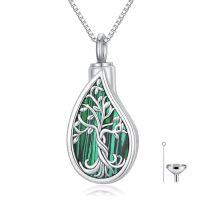 wholesale TOUPOP Teardrop Tree Of Life Urn Necklace For Ashes 925 Sterling Silver Gemstone Tree Of Life Cremation Jewelry With Funnel Filler Memorial Jewelry Gifts For Women Men -color_name:Malachite