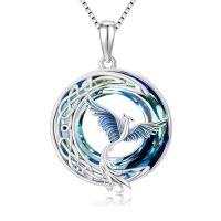 wholesale TOUPOP Phoenix Necklace 925 Sterling Silver Crystal Pendant Phoenix Rising Jewelry Women Birthday Gifts -color_name:02-Blue Phoenix