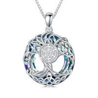 wholesale TOUPOP Tree Of Life Necklace 925 Sterling Silver Celtic Knot Tree Pendant Blue Crystal Jewelry Christmas Gifts For Women Men -style_name:Hecate