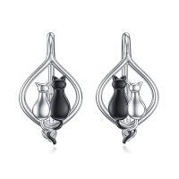 wholesale TOUPOP Leverback Earring For Women Sterling Silver Dangle Drop Hoop Earrings For Women Birthday Anniversary -style_name:02-Two Cats