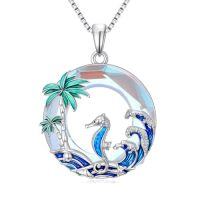 wholesale TOUPOP Ocean Jewelry Sterling Silver Blue Crystal Pendant Beach Wave Palm Tree Necklace For Women Anniversary Birthday Gifts For Her -style_name:2-Octopus