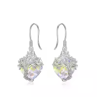 TOUPOP Sterling Silver Crystal Tree Of Life Family Dangle Earrings-style_name:Heart-4-April-White