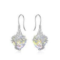 wholesale TOUPOP Tree Of Life Earrings 925 Sterling Silver Family Tree Dangle Drop Earrings Crystal Jewelry Birthday Christmas Gifts For Women Her -style_name:Heart-4-April-White