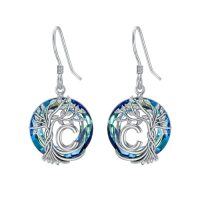 wholesale TOUPOP Tree Of Life Initial Earrings 925 Sterling Silver A-z Letter Drop Dangle Earrings Blue Circle Crystal Jewelry Birthday Christmas Gifts For Women Her Girlfriend Mom -style_name:C Initial