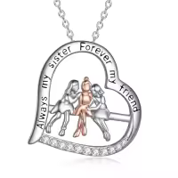 TOUPOP Sterling Silver & Stone Sisters Necklace, Forever My Friend Gift-style_name:3-Sisters Necklace for 3