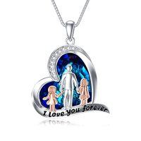 wholesale TOUPOP Father And Daughter Necklace 925 Sterling Silver Daughter Necklace From Dad Heart Crystal Pendant I Love You Forever Jewelry Birthday Christmas Gifts For Women -style_name:Dad and 2 Daughter Necklace-B