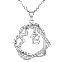 TOUPOP Sterling Silver Stone Heart Pendant Necklace Gifts For Her-style_name:19th