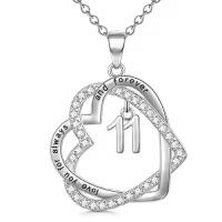 TOUPOP Sterling Silver Stone Heart Pendant Necklace Gifts For Her-style_name:11th