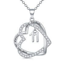 wholesale TOUPOP Gifts For Her 925 Sterling Silver Necklace Forever Love Heart Pendant Heart Year Old Jewelry Anniversary Birthday Christmas Gifts Women Girlfriend Wife Mom Grandma Daughter -style_name:11th
