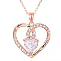 TOUPOP Sterling Silver Birthstone Forever Love Heart Pendant Necklace-color_name:Rose Gold-04-Aar