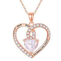 wholesale TOUPOP Jewelry For Women Sterling Silver Forever Love Heart Birthstone Pendant Necklaces For Women Her Girls Jewelry Mothers Day Birthday Gifts -color_name:Rose Gold-04-Aar