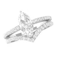 TOUPOP Sterling Silver Moissanite Oval Marquise Bridal Ring Set-style_name:C Moissanite Ring