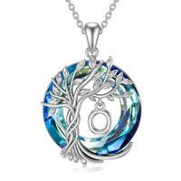 wholesale TOUPOP Tree Of Life Necklace For Women 925 Sterling Initial A-z Letter Pendant Family Tree Crystal Jewelry Birthday Anniversary Christmas Gifts For Her Mom Wife Girlfriend Daughter -style_name:Tree of Life O Initial
