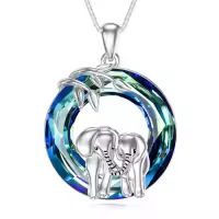 TOUPOP Sterling Silver Crystal Animal Necklace Pendant Jewelry Gifts For Her-style_name:2-Elephant