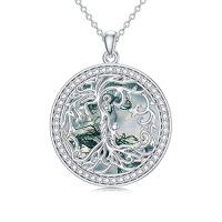 wholesale TOUPOP Christmas Gifts For Mom, Mothers And Daughter/son Necklace, 925 Sterling Silver Tree Of Life Crystal Jewelry Birthday Gifts For Women Mother Grandma Wife -color_name:H-Mother and 1 Child-Moss Agate a