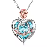 TOUPOP Sterling Silver Crystal I Love You Rose Flower Heart Necklace-color_name:03 Mar-Grandma Necklace with Heart Crystal