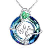 wholesale TOUPOP Nurse Gifts For Women Sterling Silver 12 Months Birthstone Stethoscope Pendant Necklace With Crystal Nurses Day Graduation Gifts Medical Jewelry For Doctor Nurse Medical Student -color_name:05-May-Created Emerald
