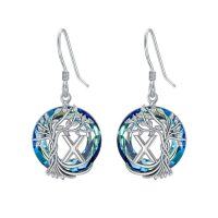 wholesale TOUPOP Tree Of Life Initial Earrings 925 Sterling Silver A-z Letter Drop Dangle Earrings Blue Circle Crystal Jewelry Birthday Christmas Gifts For Women Her Girlfriend Mom -style_name:X Initial