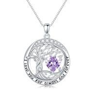 wholesale TOUPOP Valenitnes Day Gifts, Tree Of Life Birthstone Necklaces For Women, White Gold Gold Plated 925 Sterling Silver Celtic Jewelry Austrian Crystal Pendant Necklace, Anniversary Wedding Jewelry Irish Birthday Gifts -color_name:06-Jun-Alexandrite