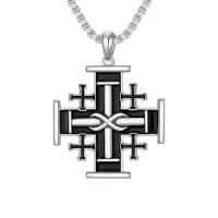 TOUPOP 925 Sterling Silver Cross Pendant Necklace For Men Gifts-style_name:K Jerusalem cross