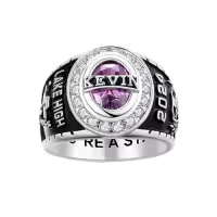 TOUPOP Sterling Silver Birthstone Personalized 2025 Graduation Rings-style_name:Class G
