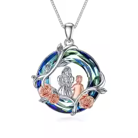 TOUPOP Sterling Silver Rose Flower Necklace Mothers Day Christmas Gifts-style_name:C-Mother Son