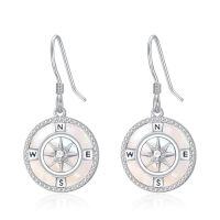 wholesale TOUPOP 925 Sterling Silver Compass Dangle Earrings For Women Turquoise/opal Jewelry Birthday Gifts For Her Wife Girlfriend -color_name:Mother-of-Pearl