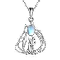 wholesale TOUPOP Christmas Gifts For Women 925 Sterling Silver Penguin/turtle/phoenix/fox Necklace For Women Jewelry Birthday Christmas Necklace Gifts For Daughter Mom Wife -style_name:C00-Fox Necklace-moonstone