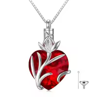 TOUPOP Sterling Silver Crystal Heart Cremation Urn Necklace With Filler-color_name:01-Jan.