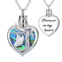 TOUPOP Sterling Silver Abalone Shell Tree Of Life Urn Necklace-style_name:Butterfly