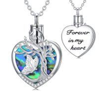 wholesale TOUPOP Tree Of Life Urn Necklace For Ashes 925 Sterling Silver Heart Abalone Shell Cremation Jewelry Memorial Christmas Gifts For Women Mom Wife -style_name:Butterfly