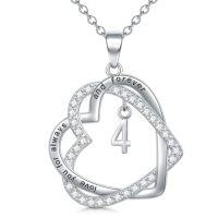 wholesale TOUPOP Gifts For Her 925 Sterling Silver Necklace Forever Love Heart Pendant Heart Year Old Jewelry Anniversary Birthday Christmas Gifts Women Girlfriend Wife Mom Grandma Daughter -style_name:4th
