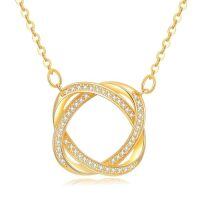TOUPOP 14K Gold & Stone Love Knot Pendant Necklace-style_name:Love Knot Style B