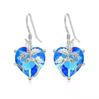 TOUPOP Sterling Silver Crystal Birth Flower Earrings 12 Month Floral Jewelry Gifts-color_name:12-December-Holly-Heart Crystal
