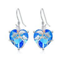 wholesale TOUPOP Birth Flower Earrings 925 Sterling Silver 12 Month Floral Earrings Birthstone Crystal Jewelry Birthday Christmas Gifts For Women -color_name:12-December-Holly-Heart Crystal