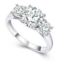 wholesale TOUPOP 3ct Moissanite Engagement Wedding Ring For Woman 925 Sterling Silver Moissanite Three Stone Rings D Color Vvs1 Promise Diamond Ring Anniversary Valentine's Day Gifts For Wife Girlfriend Size 6-9 -style_name:Three Stone Ring,ring_size:6