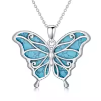 TOUPOP Sterling Silver Turquoise Necklace Jewelry For Women Gifts-style_name:Butterfly