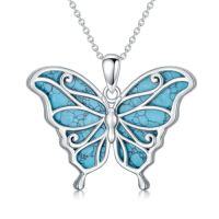 wholesale TOUPOP Turquoise Necklace Sterling Silver Turquoise Jewelry For Women Anniversary Birthday Gifts For Her Girlfriend Mom -style_name:Butterfly