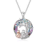 wholesale TOUPOP Sister Christmas Gifts From Sister Tree Of Life Sisters Necklace 925 Sterling Silver Crystal Jewelry Birthday Gifts For Women Friends Friendship -color_name:2 Sisters-B-Purple Crystal