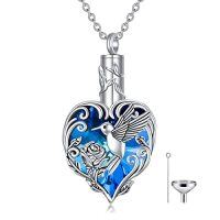 wholesale TOUPOP Hummingbird Urn Necklace For Ashes 925 Sterling Silver Heart Cremation Jewelry Keepsake Pendant With Funnel Filler Memorial Christmas Gifts For Women Mom Wife -style_name:D-Hummingbird-Heart Crystal