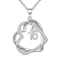 TOUPOP Sterling Silver Stone Heart Pendant Necklace Gifts For Her-style_name:16th
