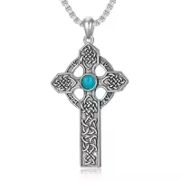 TOUPOP 925 Sterling Silver Cross Pendant Necklace For Men Gifts-style_name:Z Celtic Cross for Sale