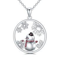 wholesale Snowflake Penguin/snowman Necklace Valentines Day Gifts For Her 925 Sterling Silver Snowflake Necklace For Women Penguin Snowman Jewelry Pendant, Gifts For Women Girlfriend Mother Birthday -style_name:Snowman