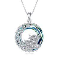 wholesale TOUPOP Highland Cow Necklace For Women 925 Sterling Silver 1 To 2 Cow Pendant Necklaces Cute Animal Jewelry Birthday Christmas Gifts For Her Wife Girlfriend Mom Mother Daughter -style_name:5-Moon and 2 Highland Cow
