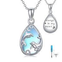 wholesale TOUPOP Urn Necklace For Ashes Sterling Silver Moonstone Cremation Jewelry For Ashes Jewelry Gifts For Nature Lovers Keepsake Memorial Jewelry For Women -style_name:6-Dolphin