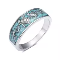 TOUPOP Sterling Silver Turquoise Boho Vintage Antique Ring For Women-style_name:2-Sea Turtle